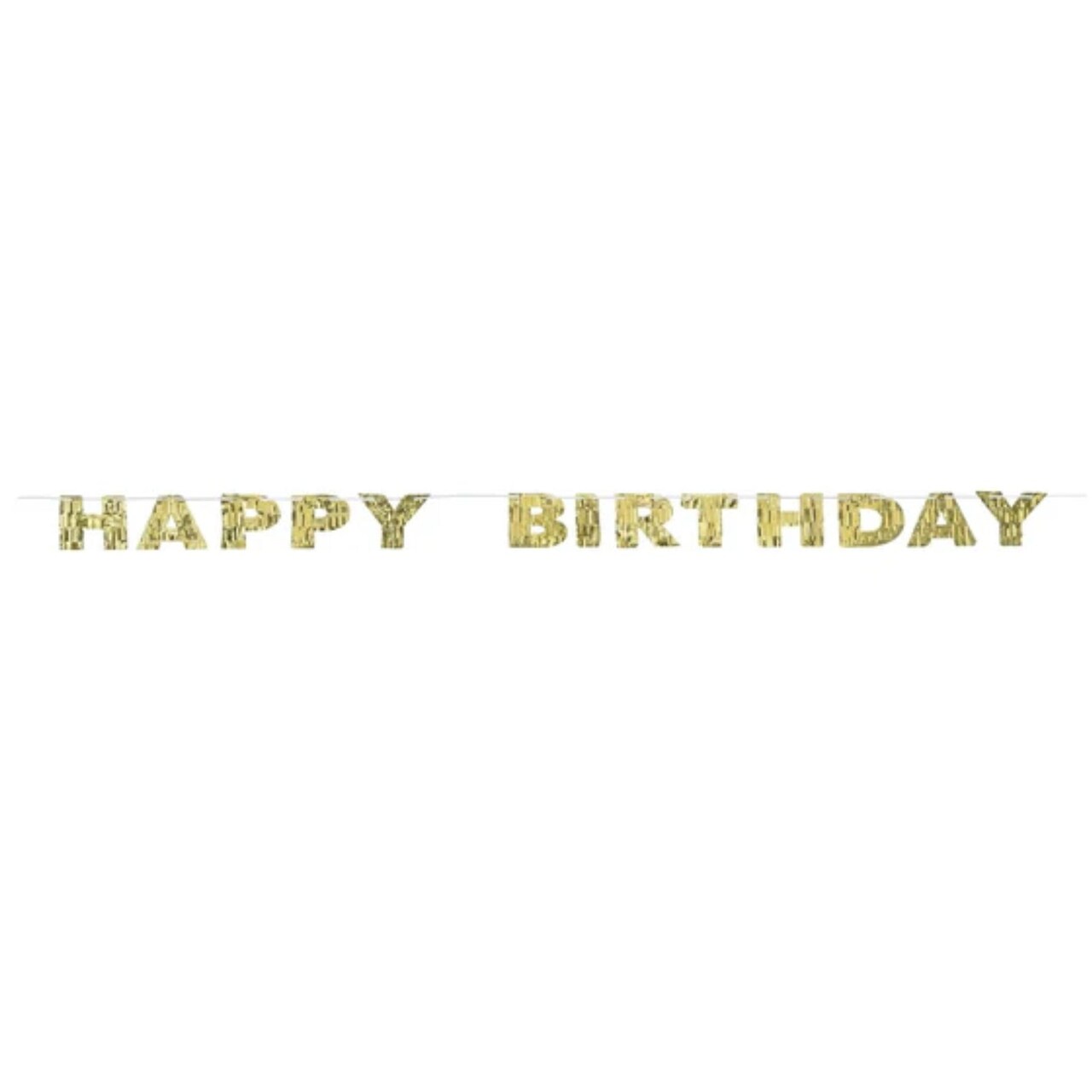 Gold Happy Birthday Fringe Banner 8 Ft – Metallic Gold Birthday Decor for Milestone Parties & Events